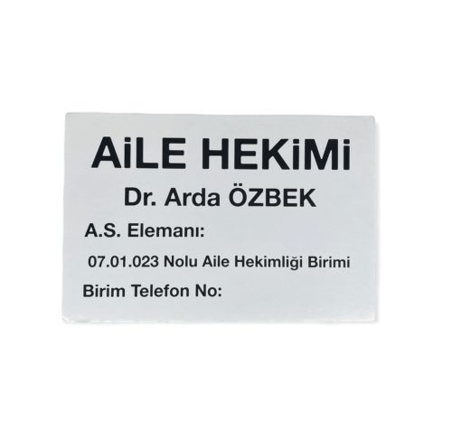 Aile Hekimi İç Kapı Tabelası