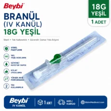 Beybi Branül (IV Kanül) 18G Yeşil