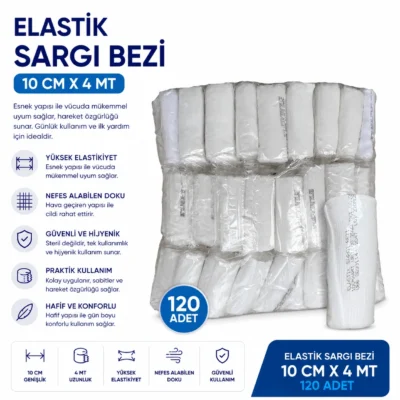 Elastik Sargı Bezi 10 cm 4 mt 120 Adet
