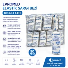 Evromed Elastik Sargı Bezi 10 cm 4 mt 50 Adet