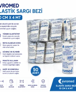 Evromed Elastik Sargı Bezi 10 cm 4 mt 50 Adet