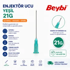 Beybi Enjektör İğne Ucu 21G Yeşil 100'lü