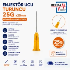 Ayset Enjektör İğne Ucu 25G Turuncu 100'lü