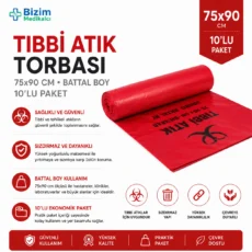 Tıbbi Atık Torbası 75*90 10'lu Battal Boy