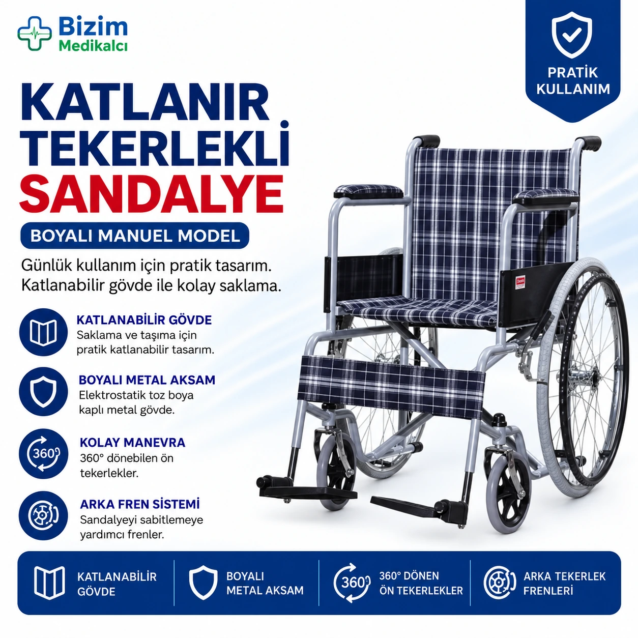 Tekerlekli Sandalye (Boyalı-Katlanır)